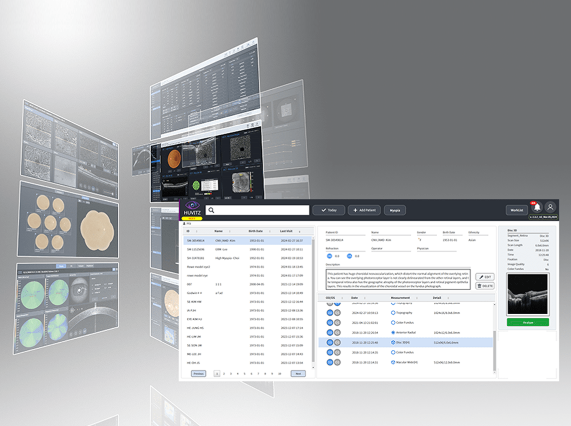 HIIS-1: Huvitz system for smart data integration and precise analysis in unified management.