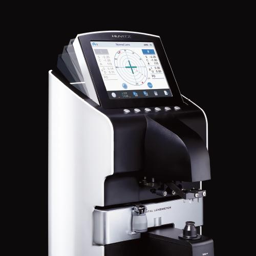 HLM-7000P: A digital lensmeter equipped with various measurement modes, including UV transmittance assessment.