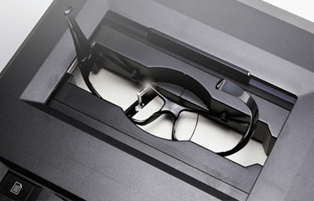Image showing ability to precisely scan even special shaped eyeglass frames of the HFR-8000X