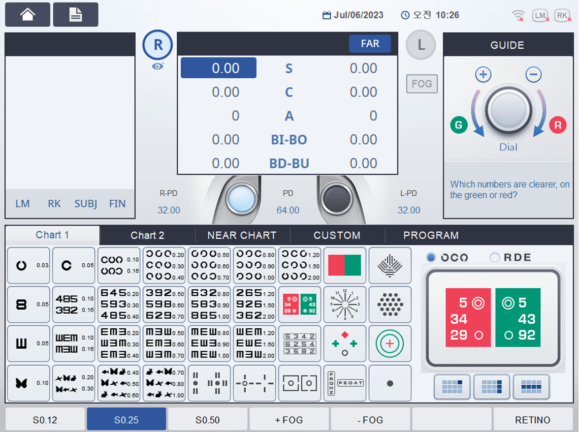 Screenshot of Various Charts / Real Time Guide on the HDR-7100P
