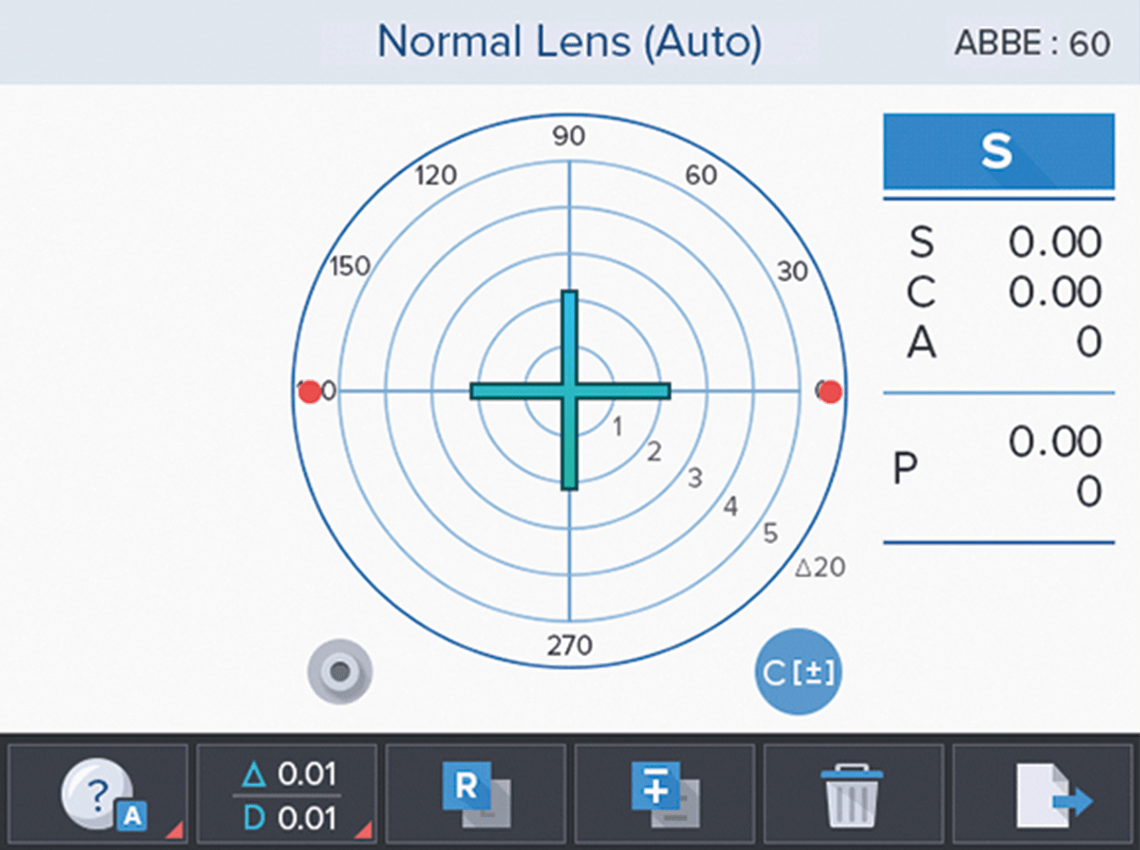 Screenshots of the lens measurement interface