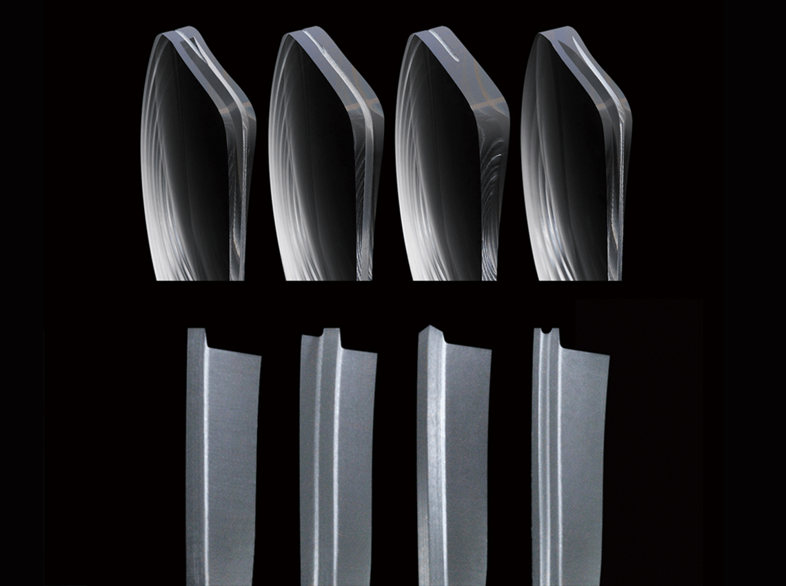 A variety of lenses that show perfect fitting with various step bevel processing
