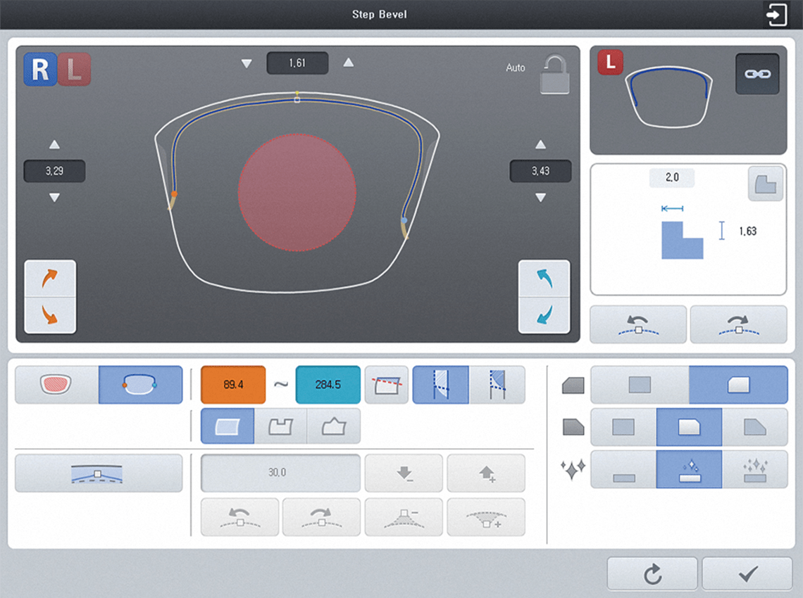 Screenshot of Step Bevel Editor on the HPE-910