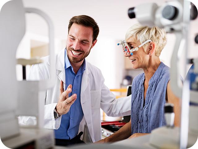 Image of Doctor and patient performing vision correction