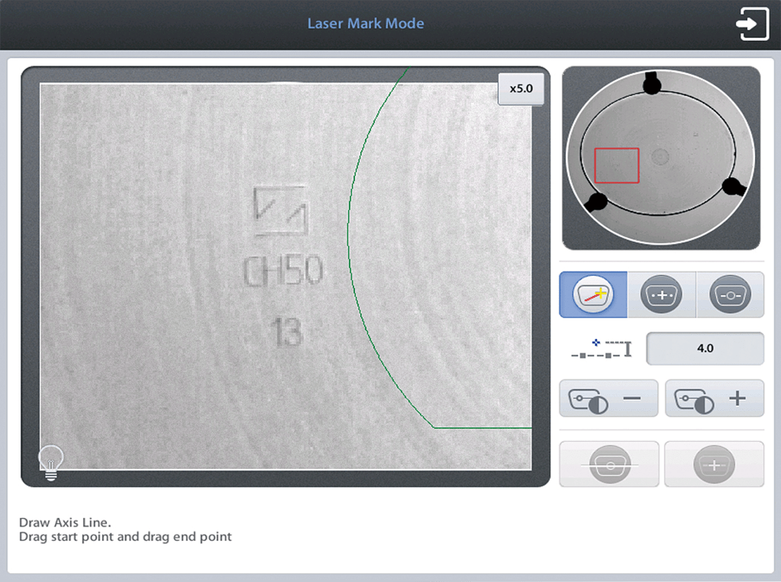 Screenshot of Laser Mark Zoom In Mode